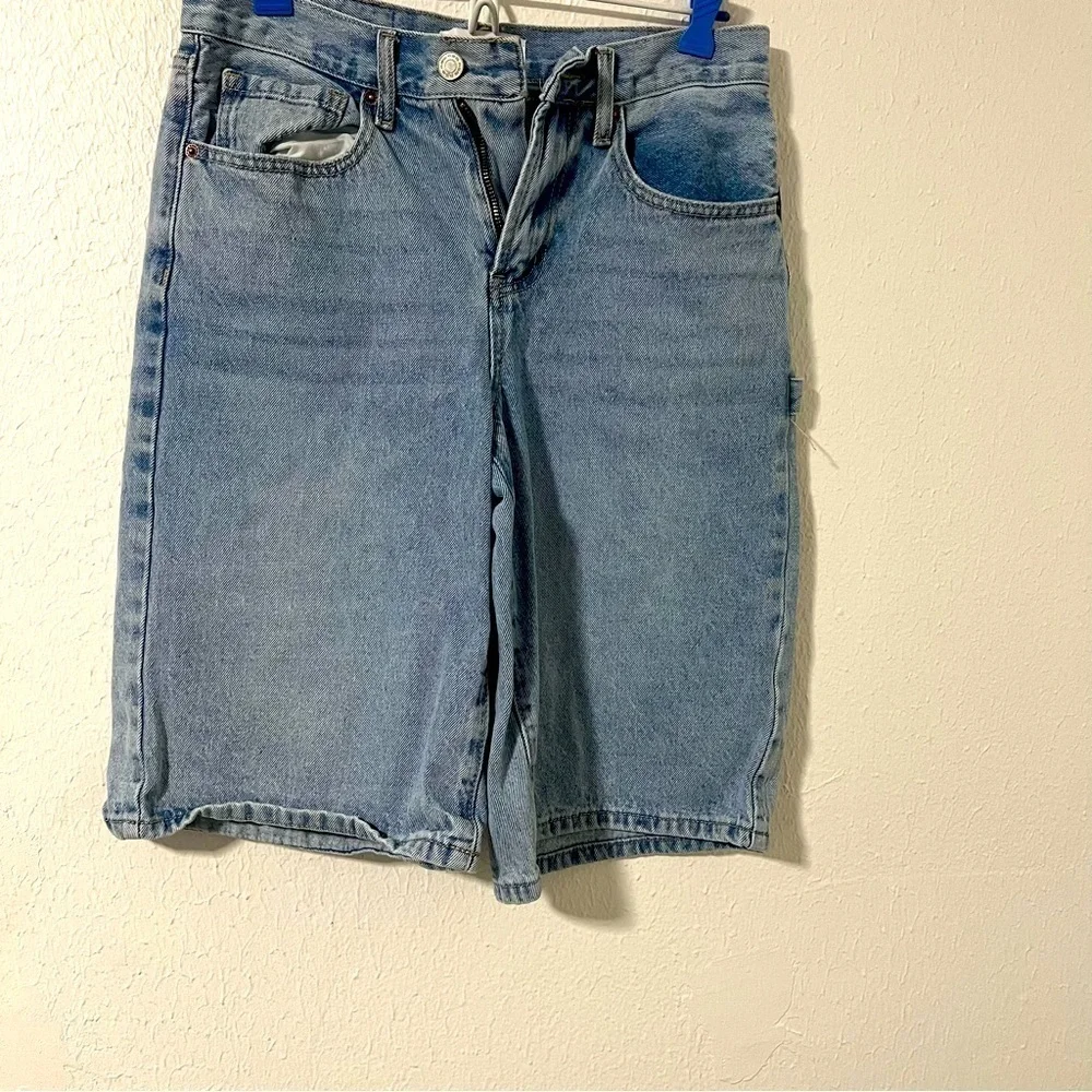 RSQ Vintage Y2K Baggy Jorts Bermuda Denim Cargo Carpenter Shorts Sz 25 EUC